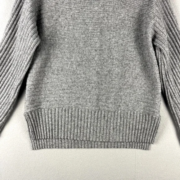 Anthropologie Moth Cowl Neck Sweater Women Large Gray Ribbed Soft Minimal Slouch - Picture 3 of 16
